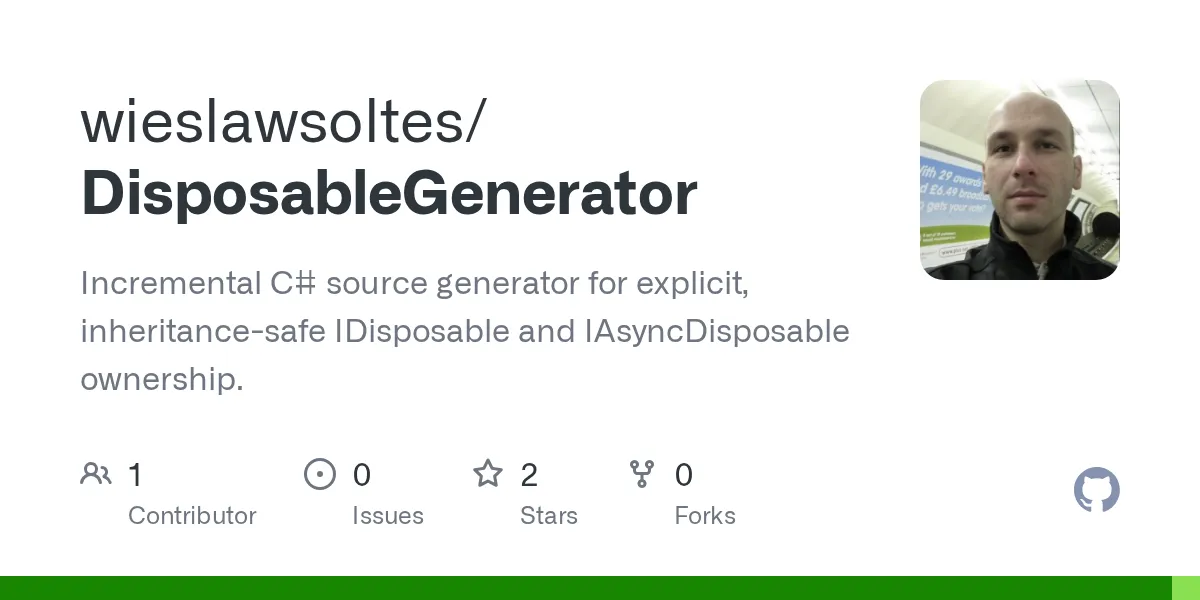 DisposableGenerator GitHub repository preview