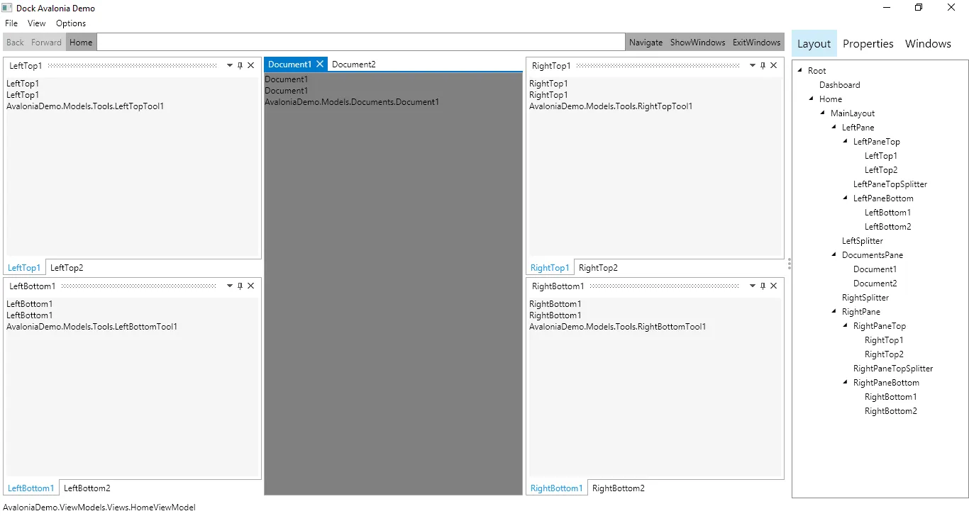 Dock GUI sample