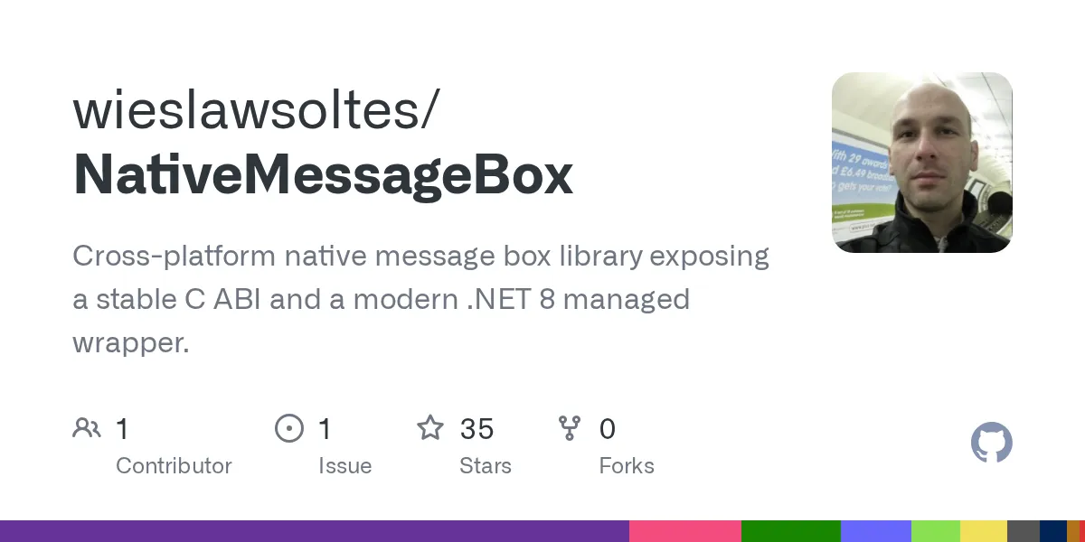 NativeMessageBox GitHub repository preview