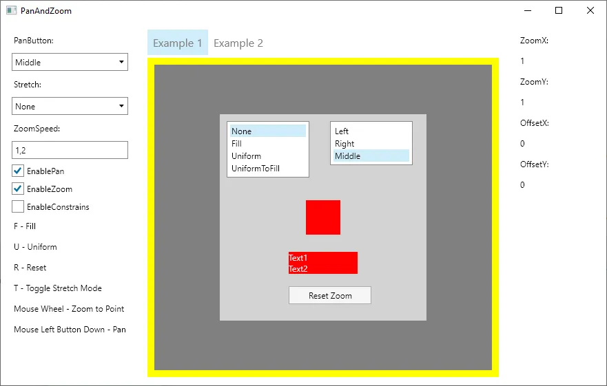PanAndZoom sample application