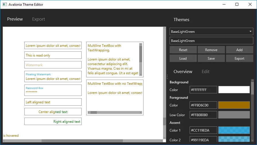 Theme editor using ColorPicker
