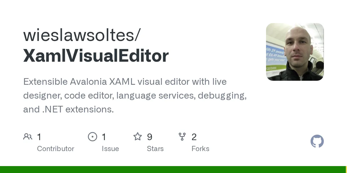 XamlVisualEditor GitHub repository preview