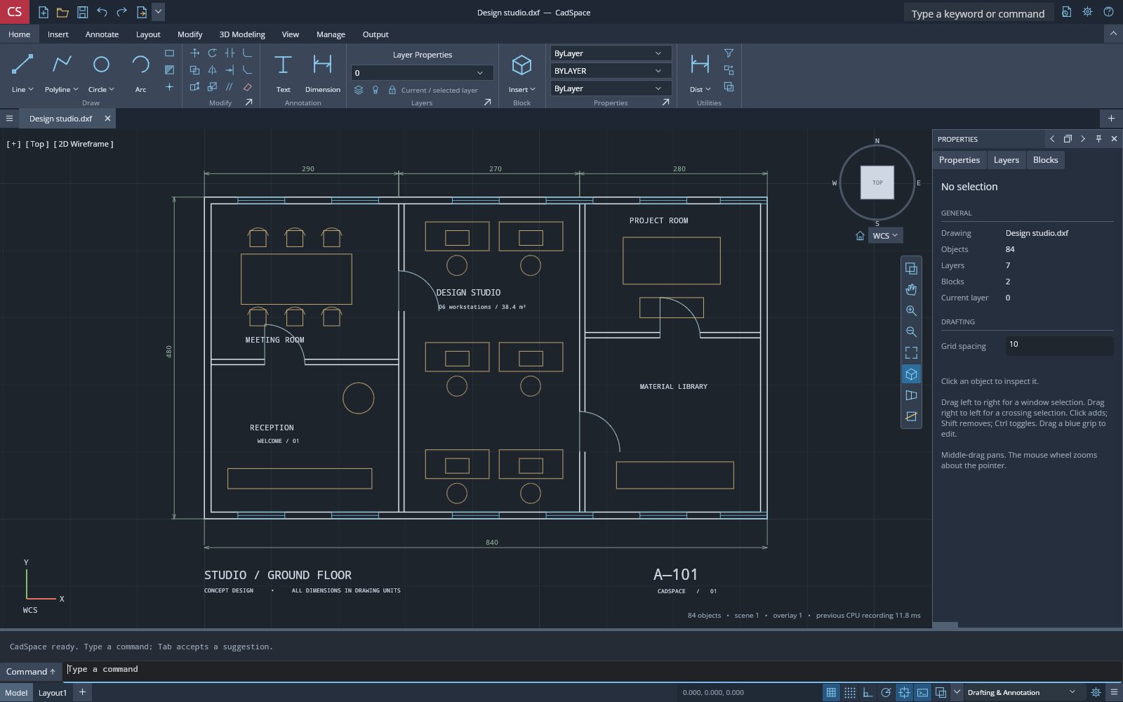 CadSpace running in a browser