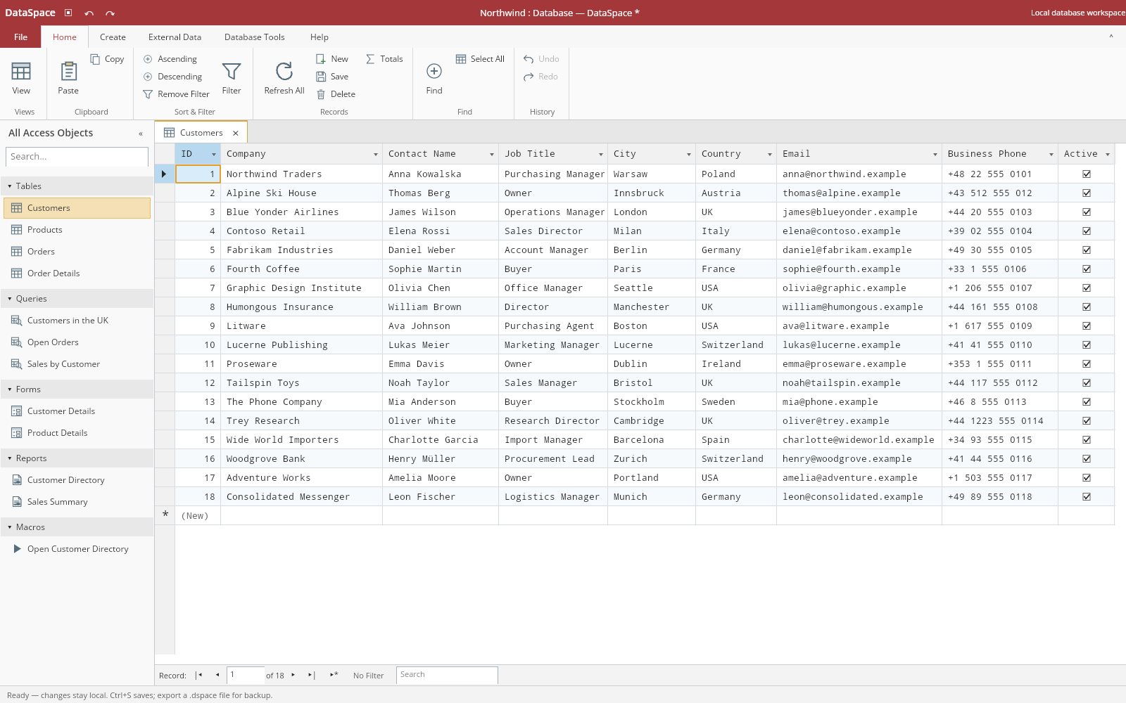 DataSpace running in the browser