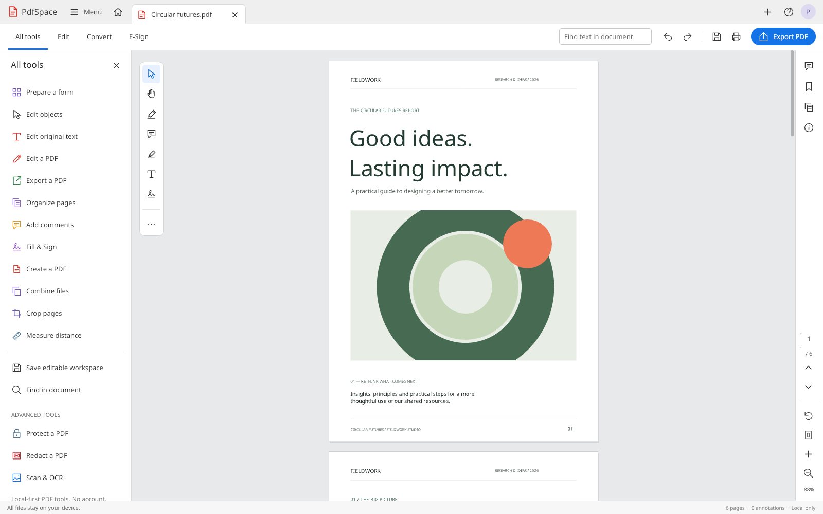 PdfSpace running in the browser